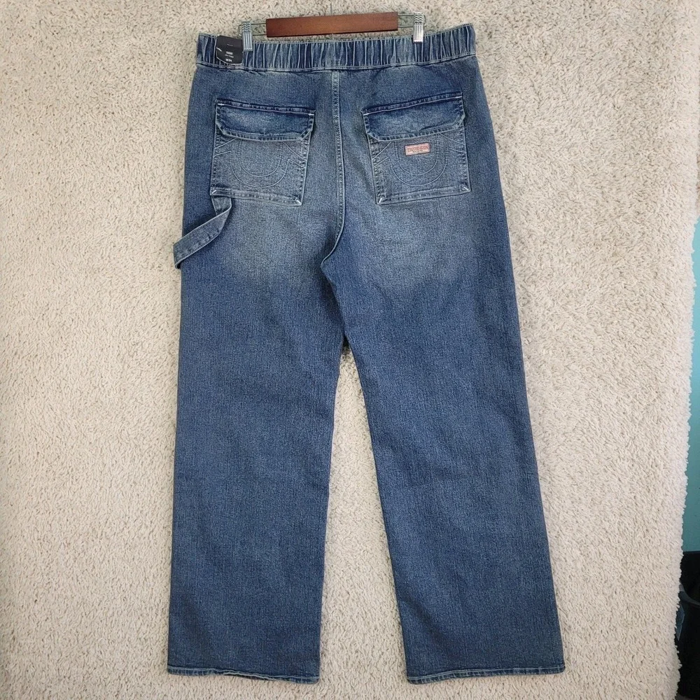 True Religion Carpenter Jeans Men' 34x32 Blue Vinny Ultra Baggy Denim Drawstring